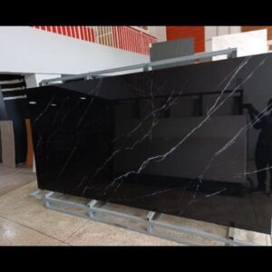 Nero Marquina Sintered Stone slab with a polished black surface and elegant white veining, supplied by Imperial Granite